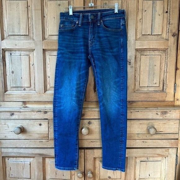 American Eagle Men's Size 26 x 28 Athletic Skinny Jeans Denim Dark Wash AirFlex+ - Picture 1 of 7